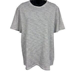 Vince Shirt Men Medium Gray Black Stripe Basic Casual Preppy Neutral Minimalist